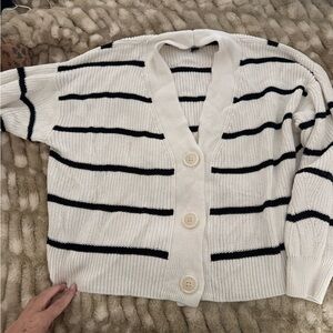 Universal Thread Cream and Black Striped Cardigan